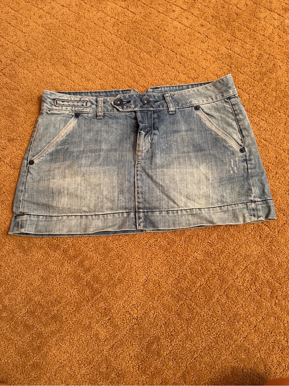 Vintage Y2K American Eagle Skirt Womens 8 Low Rise Micro Mini Denim Medium Wash